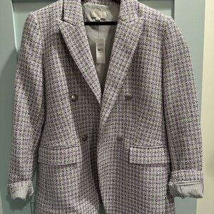LOFT Purple and White Plaid Blazer - NEW with Tags